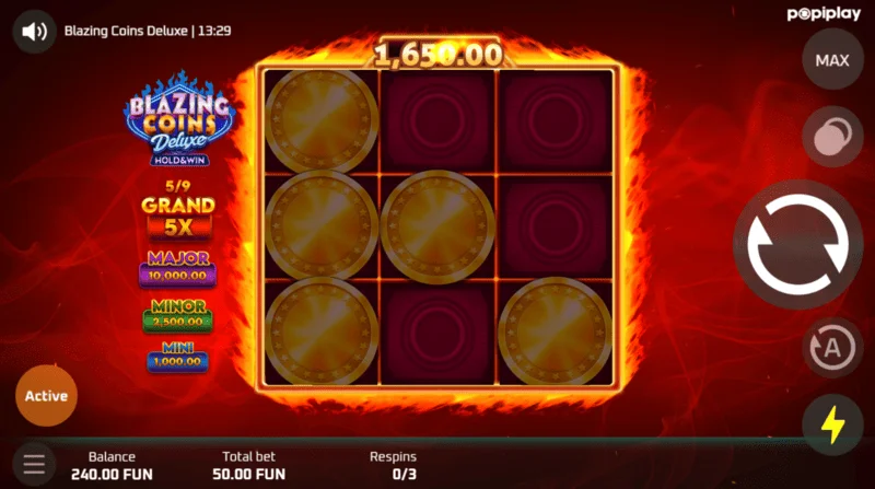 Blazing Coins Deluxe respin ekran gry